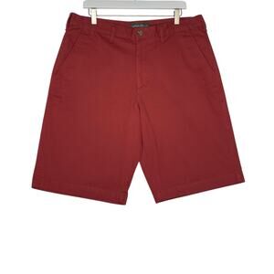 Eddie Bauer Chino Shorts Red Cotton Flat Front Twill Mens Size 36 Casual Preppy